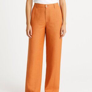 Claramonte Orange Linen Wide Leg Trousers 36 FR US 4 NWT